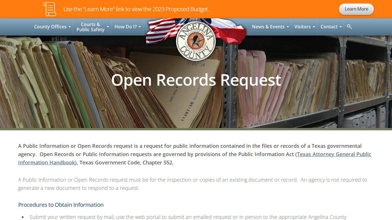 Open Records Request - Angelina County