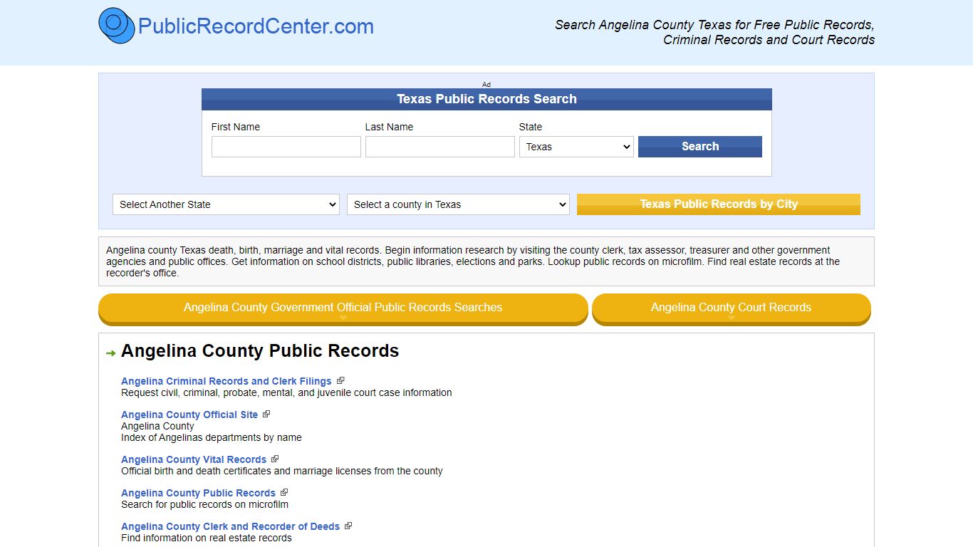 Angelina County Texas Free Public Records - Court Records ...