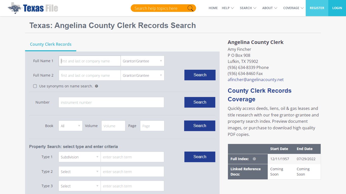 Angelina County Clerk Records Search | TexasFile